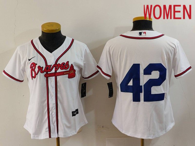 Women Atlanta Braves #42 No Name White Game 2024 Nike MLB Jersey style 2->women mlb jersey->Women Jersey